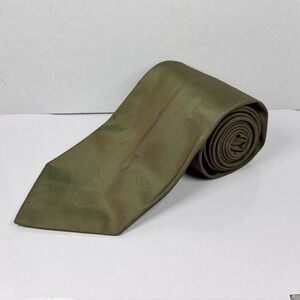 J. Ferrar Men's Tie Solid Olive Green Made in Italy 3.75" Wide.